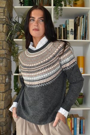 Fair Isle Knit Grey Marl